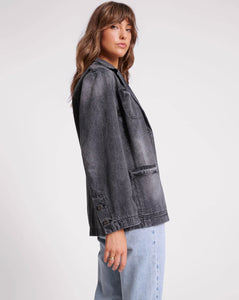 WORN BLACK DENIM BOYFRIEND BLAZER