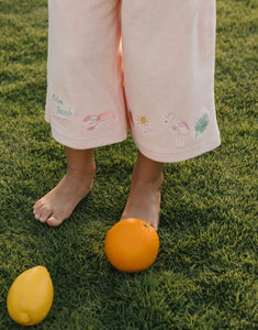 Palm Beach Wide Leg Pants Terry Towel Palm Flamingo Pink