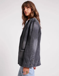 WORN BLACK DENIM BOYFRIEND BLAZER