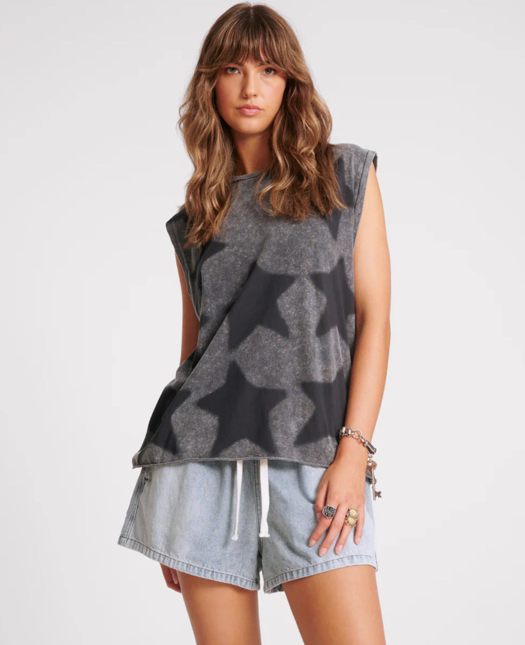 STAR DUST OVERSIZED TANK - Charcoal